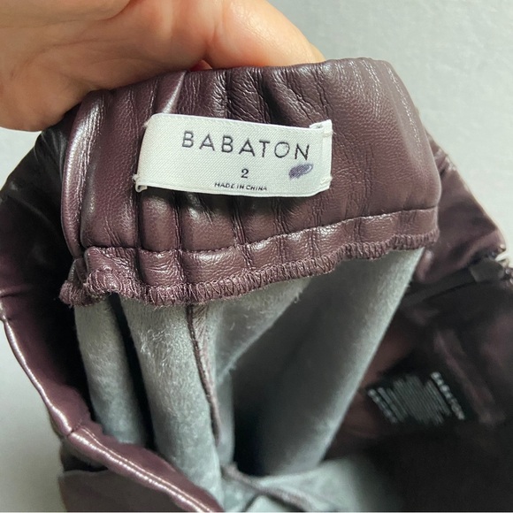 Babaton Aritzia Conan vegan faux leather burgundy trouser pants Sz 2 - Picture 9 of 14